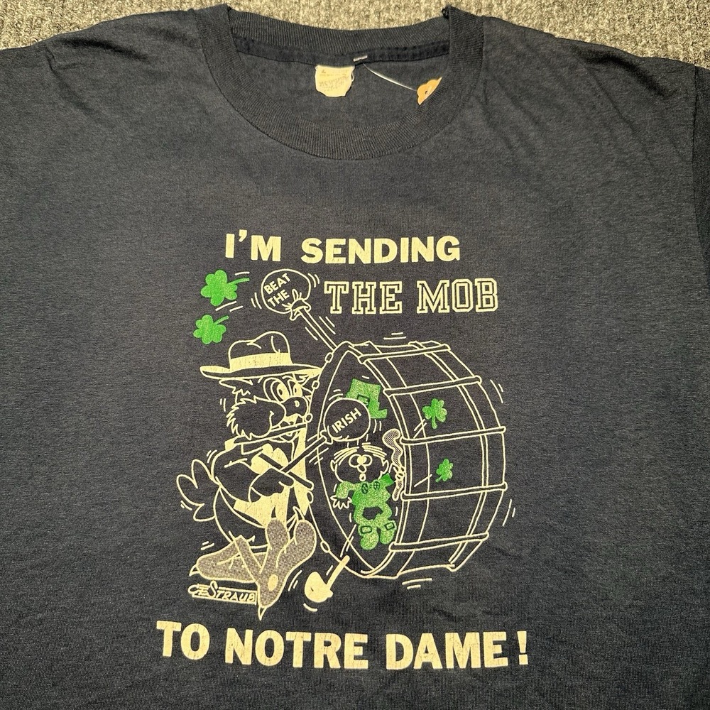 Vintage Notre Dame Fighting Irish Shirt Adult Large Screen Star Tag